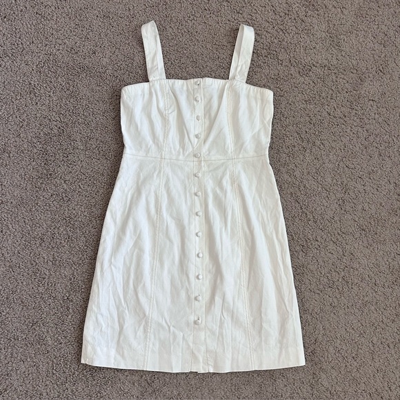 Theory Dresses & Skirts - Theory Womens 4 Kayleigh Linen Blend White Button Front Mini Dress